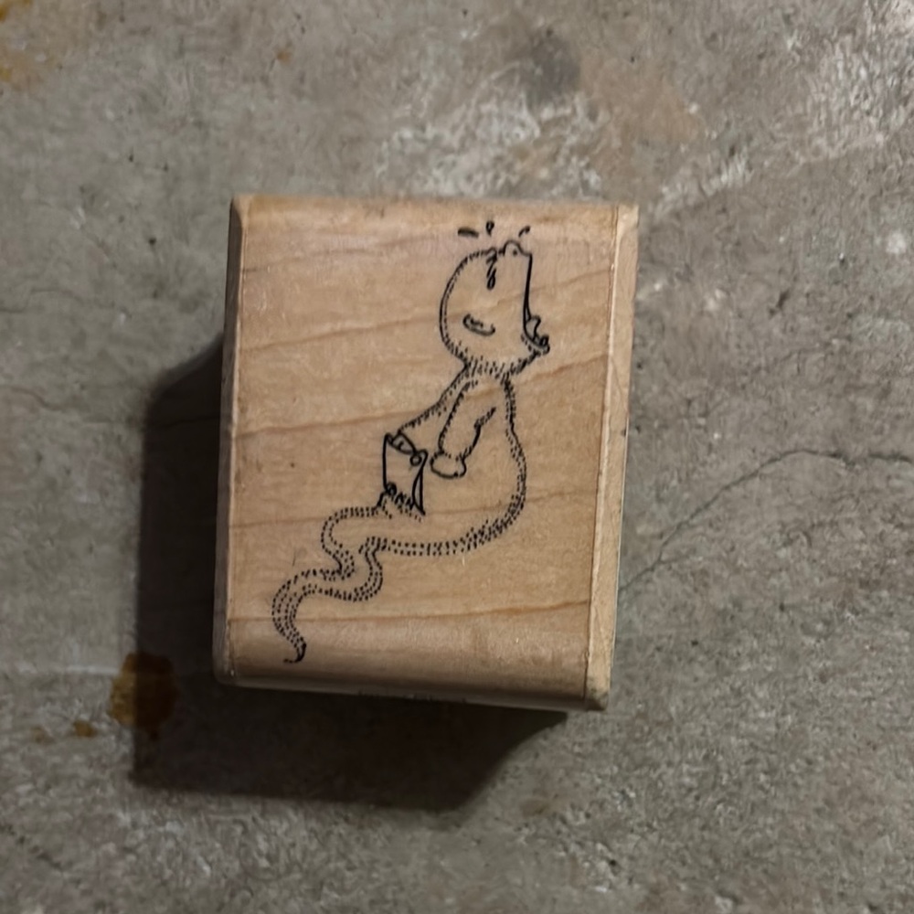 Wooden Stamp with Crying Ghost Design